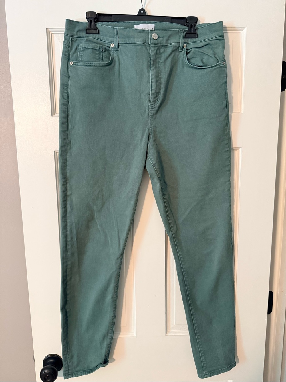 LOFT High-Rise Straight Jeans in Dusty Sage